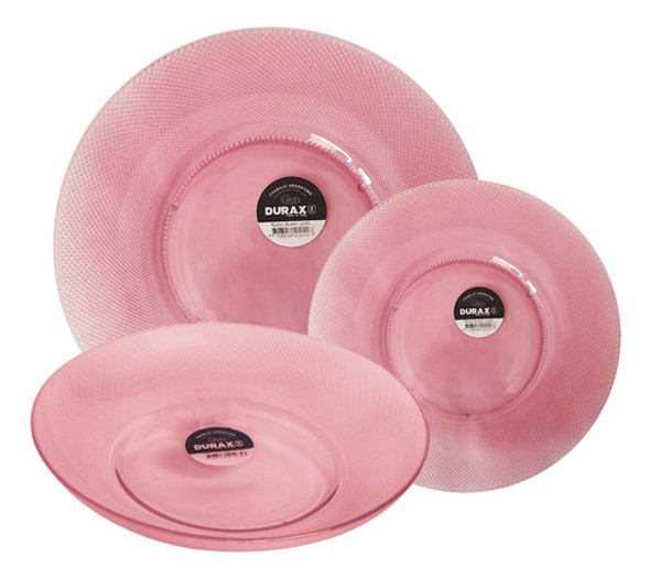 X36 Platos Playo Hondo Postre Color Traslucido Pink Deluxe 0