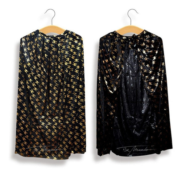 Capa Negra Con Calaveras 90cm Halloween Cotillon Disfraz 0