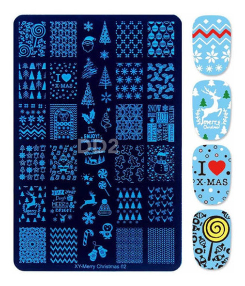 Placa Para Stamping Estampa Navidad Decoración Uñas Nail Art 0