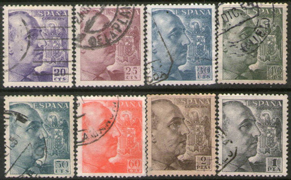 España Serie X 8 Sellos Usados Gral. Francisco Franco 1949+ 0