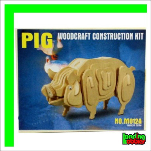 Animal Cerdo Chancho Madera Puzzle 3d Rompecabezas Armar 1