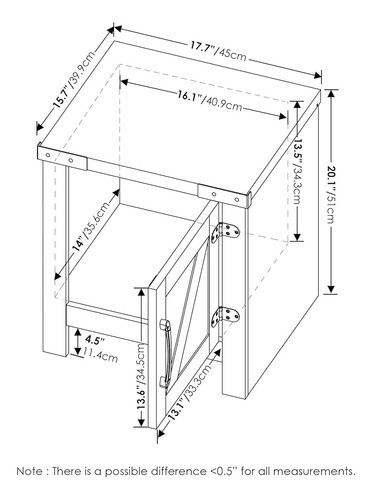 Furinno Jensen Farmhouse End Table With Barn Door For Bedroo 1