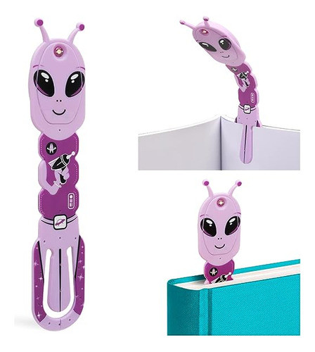 Luz Led De Lectura -marcador De Libros A Pilas Alien Purpura 0