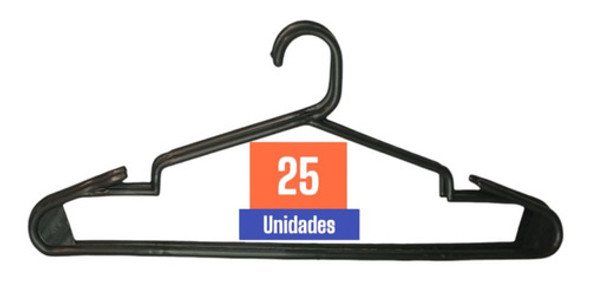 Perchas Plasticas Reforzadas Negra Adulto Pack X 25 Unidades 0