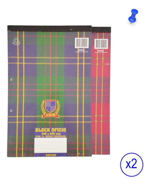 Block Emblocado Arte Escocés 70 Hjs Oficio Rayas/cuadros X2 1