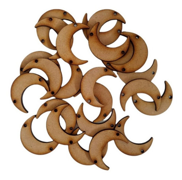 30 Lunas 4cm Con 2 Perforaciones Fibrofacil Mdf 0