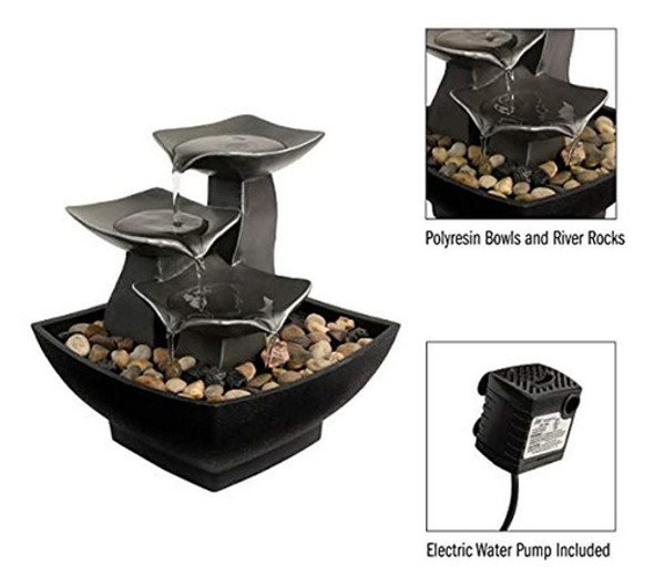 Pure Garden 50-lg5064 Fuente De Agua De Mesa De 3 Niveles, C 1