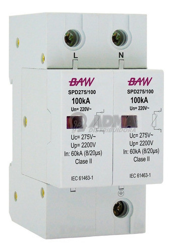 Protector Descargas Atmosfericas Baw 1p+n 100ka Sobretension 0