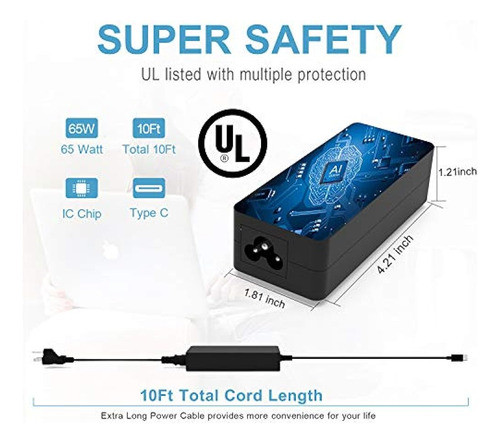 65w 45w Usb-c Ac Cargador Para Lenovo Thinkpad T480 T480s T5 1