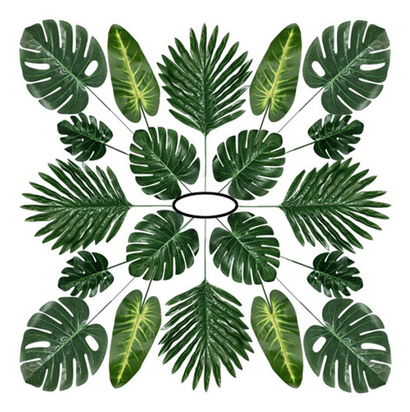 Recosis 60 Piezas 5 Tipos Hojas Palma Artificiales Con Tallo 0