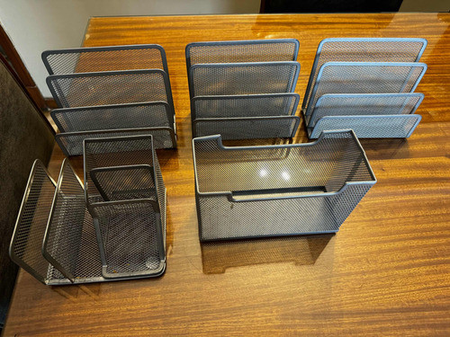 Set Oficina Metal Porta Lápices Y Sobres. 5 Piezas/usado 0