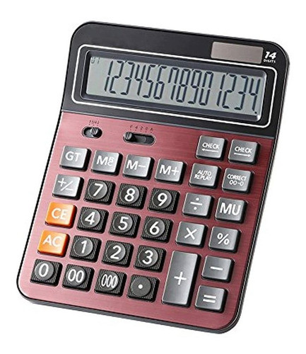 Calculadora De 14 Digitos Rojo Vino 0