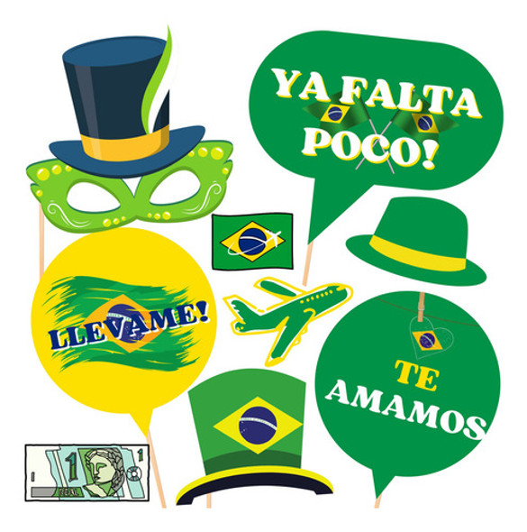 Kit Imprimible Viaje Despedida Brasil 55 Props Divertidos 0