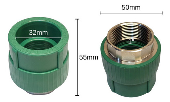 Cupla 32 X 1 Rosca Hembra Fusion Verde Tubofusion Caja X30u 1