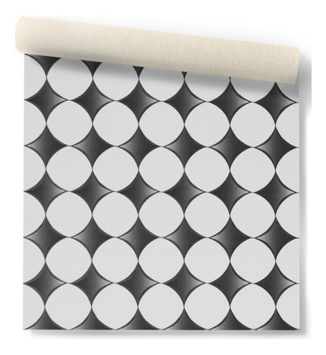 Papel Vinilico Geométrico Blanco Y Negro Galia Muresco 47/1 0