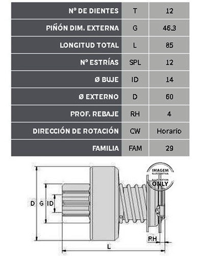 Bendix De Arranque Tipo Delco New Holland/perk/ 12d.12e 1