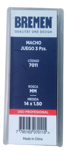 Set Juego Macho 3 Piezas Milimetrico M14 X 1,5 Bremen 7011 0