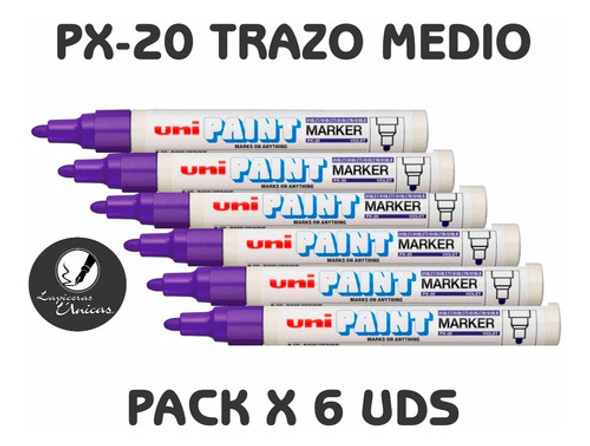 Marcadores Uni Paint Px20 Pintura Al Aceite Violeta Pack X6 1