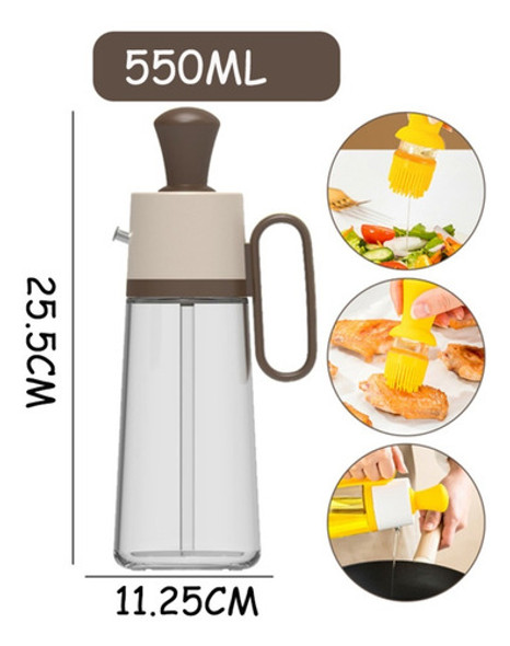 Aceitera Dispensador Aceite Vidrio Y Silicona Pincel 500ml 1