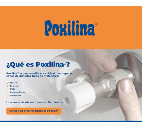 Masilla Epoxy De 2 Componentes Poxilina 10 Minutos 70 G 1