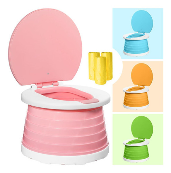 Asiento Portátil Rosa Para Niños Pequeños Y Entrenamiento 0