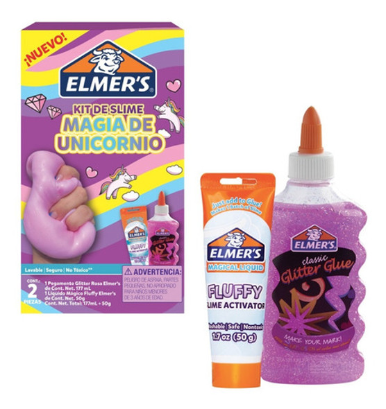 Kit De Slime Elmers Magia De Unicornio Fluffy Glitter Cuota 0