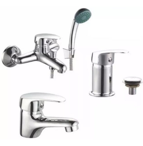 Grifería Completa Monocomando Baño: Lavabo + Bidet + Ducha - 0