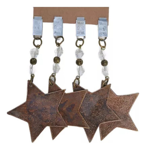 Set 4 Pesas Para Mantel Estrella Metal Bronce Envejecido 0