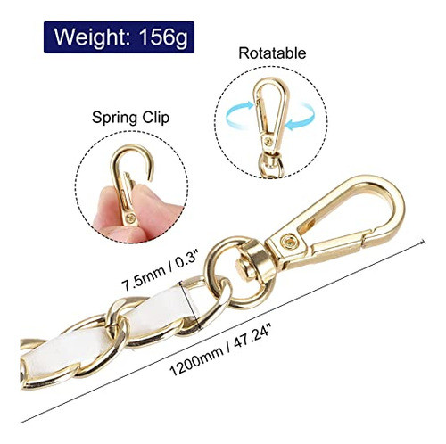 Cadena Plana Correa Ajustable 120cm Para Cartera Gold Blanco 1