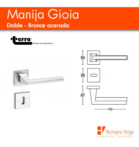 Manija Picaporte Doble Balancin Gioia Terra  Bronce Acerada* 1