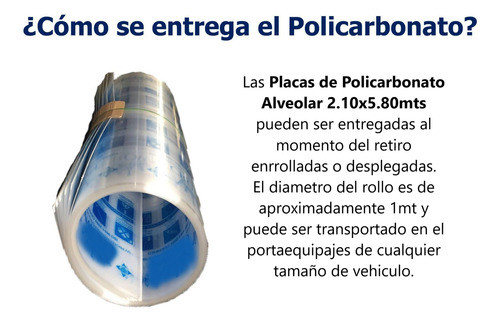 Placa Policarbonato Alveolar Cristal 1.05m X 4.35m X 4mm Mtc 1