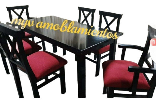 Juego De Comedor 6 Sillas Tapizadas Beige. 0
