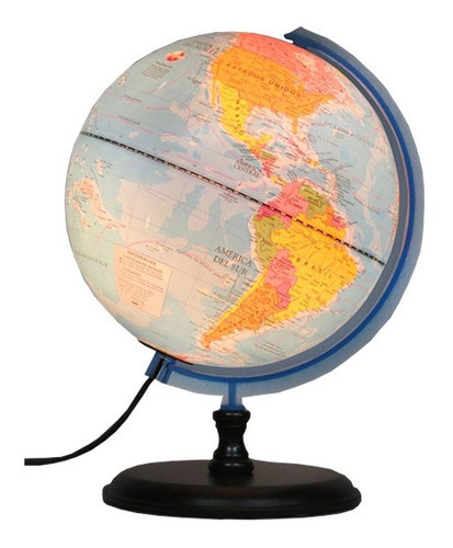 Globo Terraqueo Base Madera 30 Politico Luz Ideal Regalo 0