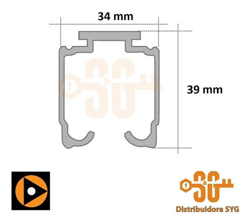 Riel U-21 Ducasse X 1,50 Mts Aluminio Para Puerta Corrediza 1