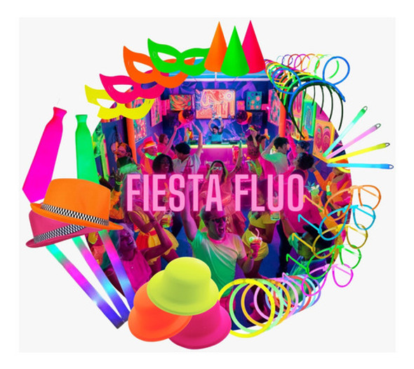 Combo Cotillon Carioca Hawaiano Fluo 50 Personas Fiesta 0