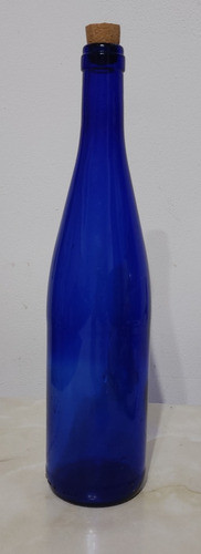 Botella De Vidrio Azul (ideal Decoración) 1