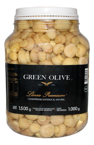 Champiñones Enteros Al Natural Green Olive X 1kg 0