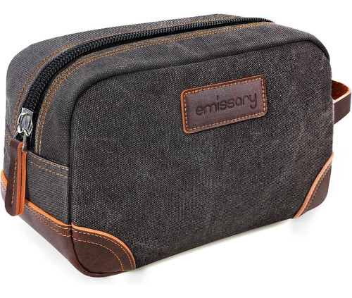Bolsa De Aseo Para Viaje De Cuero Y Lona Para Hombres, Color 0