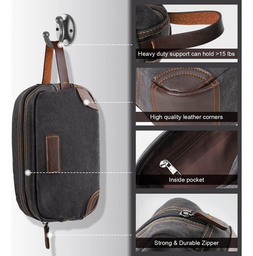 Bolsa De Aseo Para Viaje De Cuero Y Lona Para Hombres, Color 1