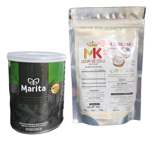 Leche De Coco En Polvo Organic + Café Marita Verde Adelgaza! 0