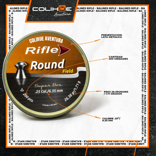 Balines Rifle Round Field Cal .25 / 6.35mm- 26.38gr X200u 1