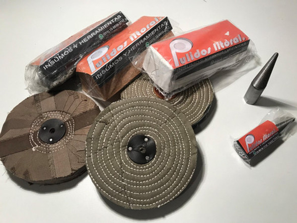 Pulir + Brillo Aluminio, Bronce Paños Pastas Adaptadores 5/8 0