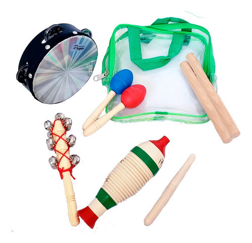 Set Percusion Infantil 5 Instrumentos + Contenedor Niños!! 0