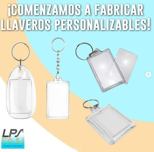 Llaveros De Acrilico Transparente Con Cadena 6x4 Cm X 50 U 1