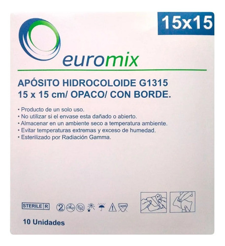 10 Apositos Hidrocoloides 15 X 15 Caja Euromix 0