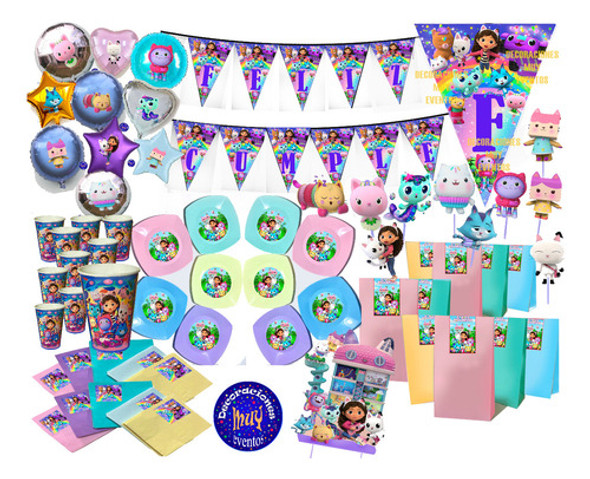 Combo Cotillon Globos Gaby Gabby Casa De Muñecas Kit 0