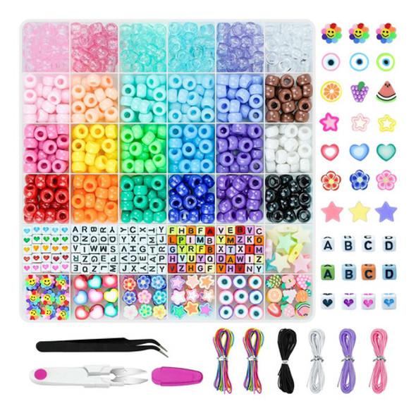 Kit Cuentas Para Hacer Pulseras, 24 Colores Cuentas De Pony 0