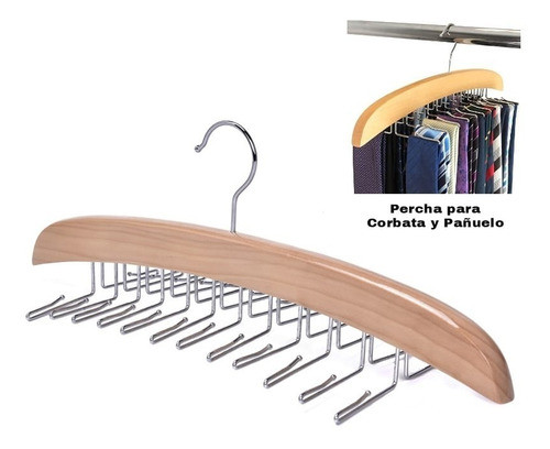 Percha Madera Barnizada P/ Corbata Y Pañuelos -79 1