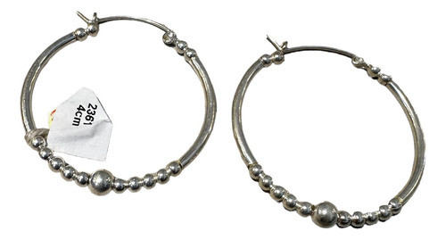 Par De Aros Finos En Plata 925. Muy Lindos. 4 Cm. Tuset 0