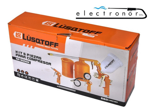 Kit Compresor Soplete Pistola Con Tanque Manguera Lusqtoff 1